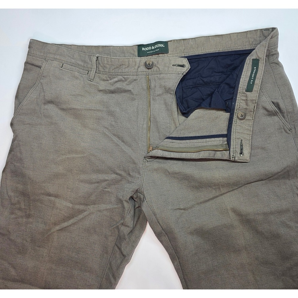 Rodd & Gunn Straight Fit Pants Mens 40L Charcoal Grey Italian Woven Cotton Blend